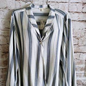 Loralette Size 3X Wrap V-Neck Top Blouse Striped 3/4 Sleeve